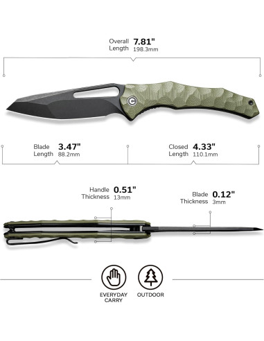 Cuchillo Plegable CIVIVI Spiny Dogfish C22006 Verde OD
