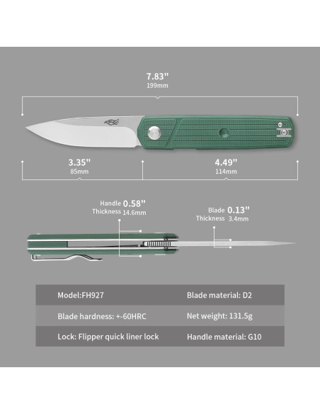 Cuchillo Plegable Firebird GANZO FH927-GB Acero D2 Verde Cuchillo Plegable Firebird GANZO FH927-GB Acero D2 Verde