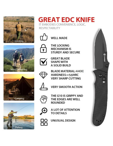 Cuchillo Plegable Firebird Ganzo G704B-BK Acero Inoxidable 440C