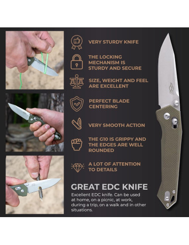 Cuchillo Plegable Firebird Ganzo FB7651-GR Acero Inoxidable 440C
