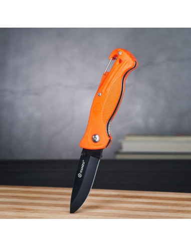 Cuchillo Plegable Ganzo G611-OR con Silbato y Mosquetón 19 cm