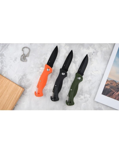 Cuchillo Plegable Ganzo G611-OR con Silbato y Mosquetón 19 cm