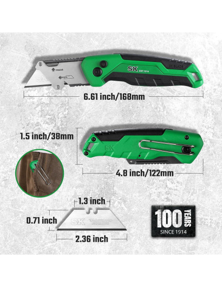 Cuchillo Utility Plegable SK con Cortador de Alambre y 4 Cuchillas Cuchillo Utility Plegable SK con Cortador de Alambre y 4 Cuchillas