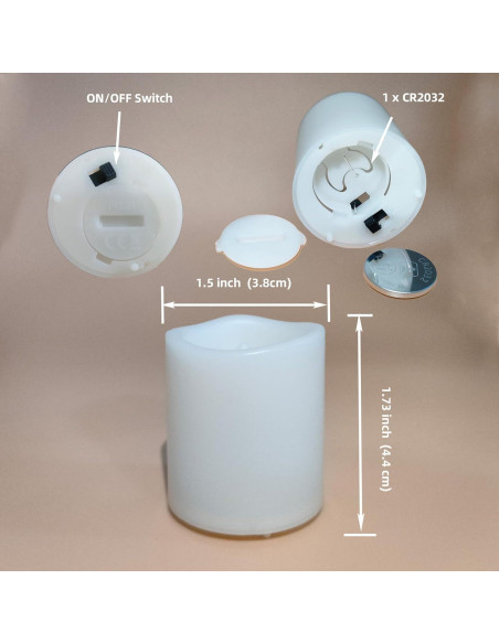 Paquete de 6 Velas Votivas LED Sin Llama Jingtech 3.81cm Paquete de 6 Velas Votivas LED Sin Llama Jingtech 3.81cm