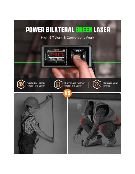 Medidor Láser CIGMAN CD-60G 120m Verde Recargable con Nivel Medidor Láser CIGMAN CD-60G 120m Verde Recargable con Nivel