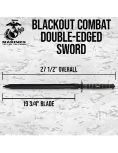 Espada de Combate Doble Filo Blackout USMC 69.85 cm con Funda 2