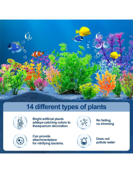 14 Plantas Decorativas para Acuarios CousDUoBe - PVC Multicolor 14 Plantas Decorativas para Acuarios CousDUoBe - PVC Multicolor