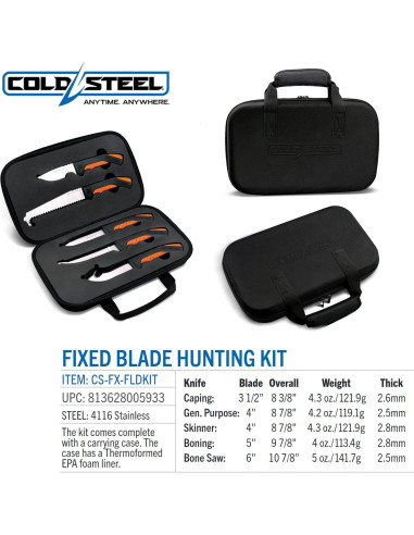 Kit de Cuchillos Fijos Cold Steel 5 - Acero Inoxidable 4116