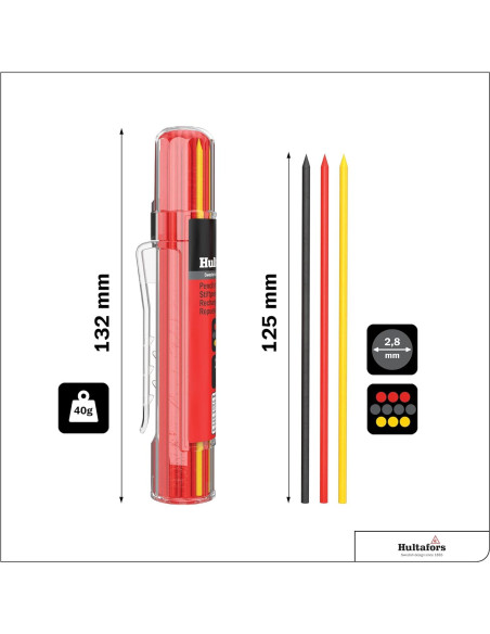 Marcador Seco Hultafors HDM STRT - Grafito, Rojo y Amarillo Marcador Seco Hultafors HDM STRT - Grafito, Rojo y Amarillo
