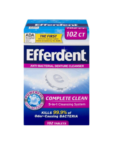Tabletas Limpiadoras de Dentaduras Efferdent 102 Unidades