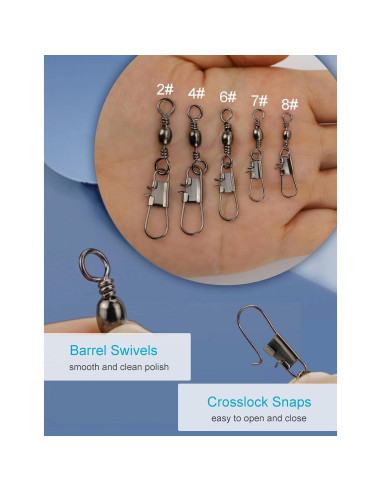 Ganchos de Pesca Beoccudo 210pcs Mosquetón Acero Inoxidable