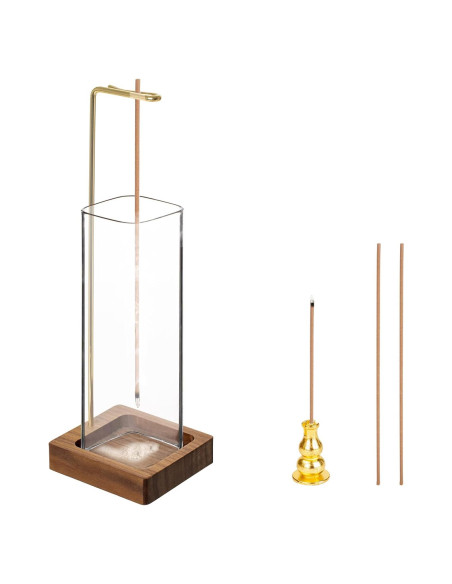 Quemador de Incienso DNZRONK de Vidrio y Madera 20.3 cm Quemador de Incienso DNZRONK de Vidrio y Madera 20.3 cm