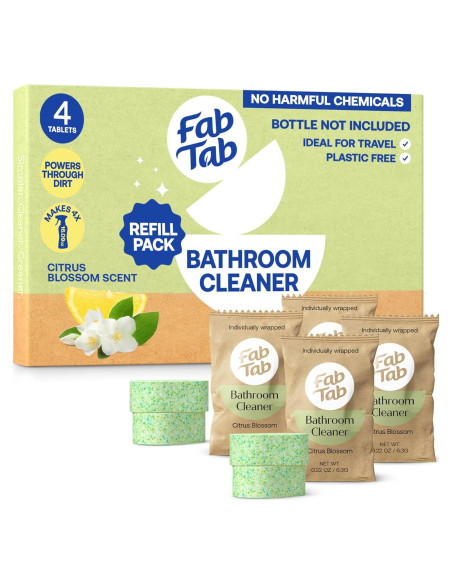 Tabletas de Limpieza para Baño FabTab - 4 Tabletas Eco-Conscientes Tabletas de Limpieza para Baño FabTab - 4 Tabletas Eco-Conscientes