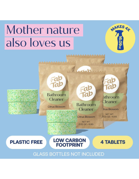 Tabletas de Limpieza para Baño FabTab - 4 Tabletas Eco-Conscientes Tabletas de Limpieza para Baño FabTab - 4 Tabletas Eco-Conscientes