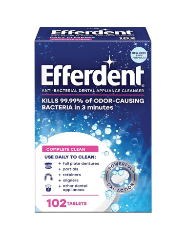 Limpiador de Dentaduras Efferdent Complete Clean 102 tabletas