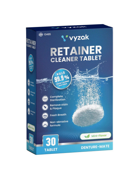 Tabletas Limpiadoras de Retenedores Vyzak - 30 Paquete Menta Tabletas Limpiadoras de Retenedores Vyzak - 30 Paquete Menta