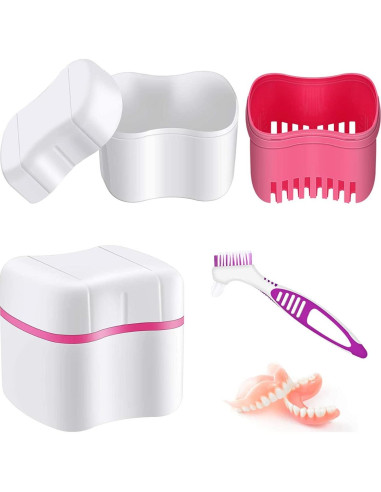 Kit de Baño para Dentaduras BTwood - 2 Copas 29.57ml + 2 Cepillos