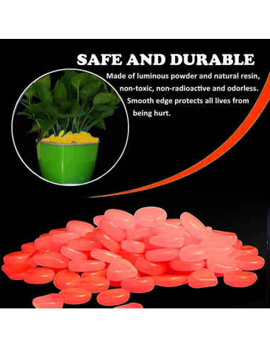 Piedras Luminiscentes Rosa 100pcs para Acuario y Jardín