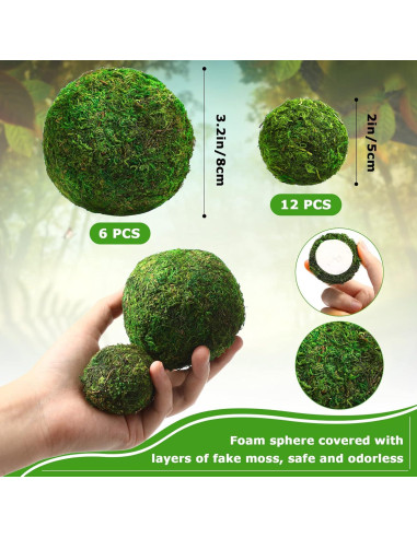 Yunsailing 36 Pcs Bolas Decorativas de Musgo y Mimbre