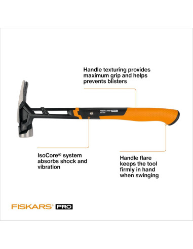 Martillo de Enmarcar Fiskars Pro IsoCore 17 oz - Mango Absorbente