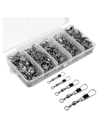 ReeMoo 200PCS Rodillos Giratorios de Pesca con Conectores
