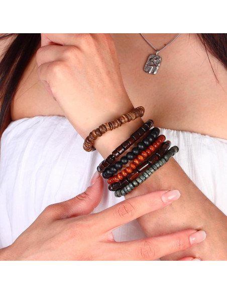 Pulseras de Cuentas de Madera Milakoo Ajustables 6 Piezas Pulseras de Cuentas de Madera Milakoo Ajustables 6 Piezas
