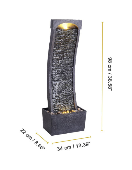 Fuente de Agua en Cascada Teamson Home 98.4 cm LED Negra Gris Fuente de Agua en Cascada Teamson Home 98.4 cm LED Negra Gris