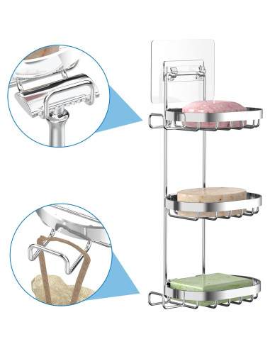 Soporte para Jabón de 3 Niveles MASADI Acero Inoxidable Plata