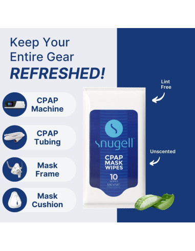 Toallitas CPAP de Viaje Snugell - 12 Paquetes de 10 Hojas