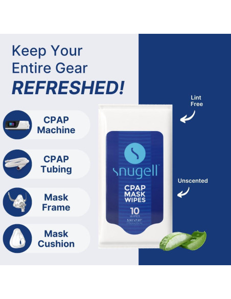 Toallitas CPAP de Viaje Snugell - 12 Paquetes de 10 Hojas Toallitas CPAP de Viaje Snugell - 12 Paquetes de 10 Hojas