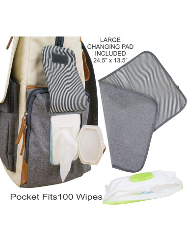 Mochila de Pañales Cutie Carry QTCARRY7, 21L, Gris Crema