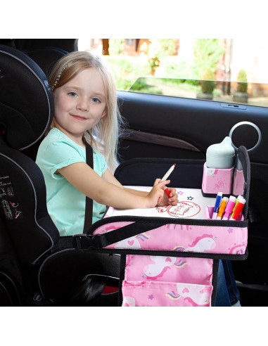 Bandeja de Viaje para Niños WENRENER 2PCS Rosa Ajustable