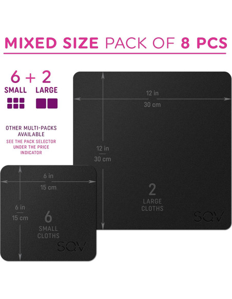 Paños de limpieza de microfibra SQV 6 pequeños y 2 grandes Paños de limpieza de microfibra SQV 6 pequeños y 2 grandes
