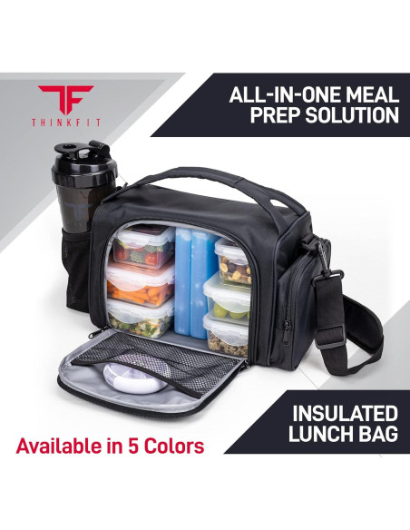 Bolsa Térmica ThinkFit con 6 Contenedores y Vaso Mezclador Bolsa Térmica ThinkFit con 6 Contenedores y Vaso Mezclador