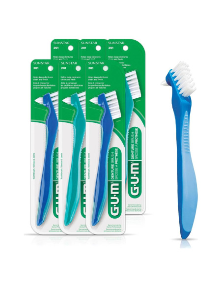Cepillo de Dentaduras GUM Doble Cabeza Cerdas Duras 1ct Cepillo de Dentaduras GUM Doble Cabeza Cerdas Duras 1ct