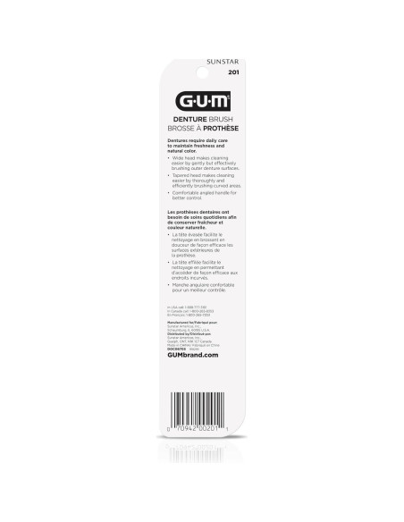 Cepillo de Dentaduras GUM Doble Cabeza Cerdas Duras 1ct Cepillo de Dentaduras GUM Doble Cabeza Cerdas Duras 1ct