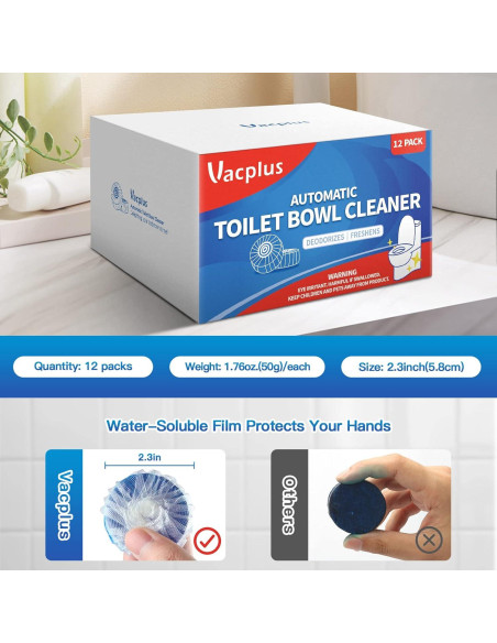 Tabletas Limpiadoras para Inodoro Vacplus - 12 Paquetes Tabletas Limpiadoras para Inodoro Vacplus - 12 Paquetes