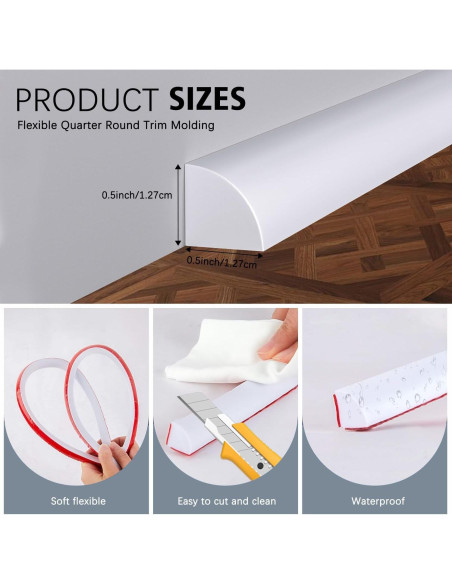 Moldura Flexible Cuarto Redondo WUMUTI 401.3 cm Blanca Moldura Flexible Cuarto Redondo WUMUTI 401.3 cm Blanca