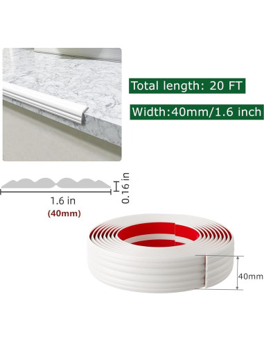 Protector de Esquina de Pared CEZOOWYEX 6.1m TPE Blanco