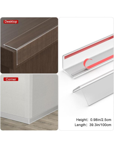 Protector de Esquina de Pared Transparente RUANSTEC 5 Piezas 100.1 cm