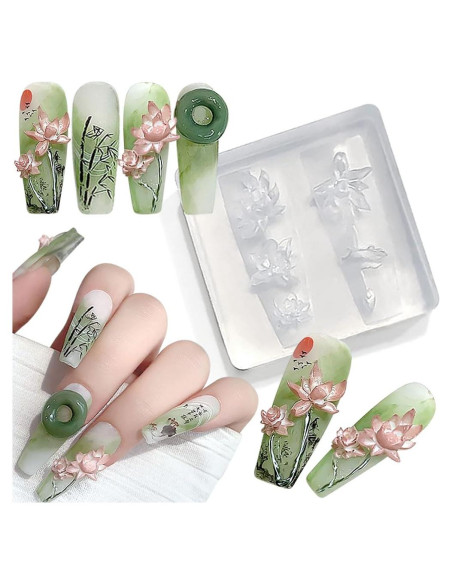 Molde de Arte de Uñas 3D Loto Silicona Dornail 3.5cm Molde de Arte de Uñas 3D Loto Silicona Dornail 3.5cm