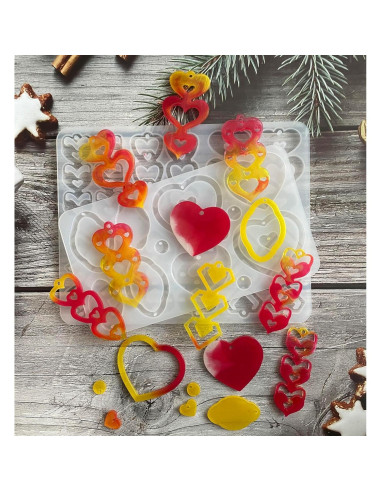 Molde de Silicona Corazón para Pendientes Szcelling 2 Pcs
