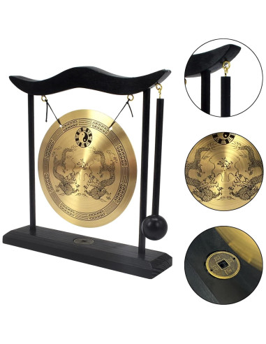 Gong de Latón Zen Feng Shui FH1303 19x5x20cm para Meditación
