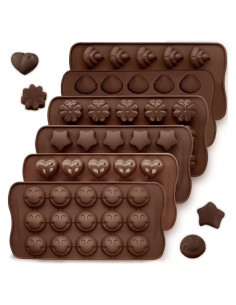 Moldes de Silicona para Chocolate CNYMANY - 6 Formas Antiadherentes