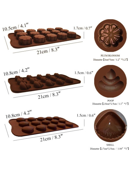 Moldes de Silicona para Chocolate CNYMANY - 6 Formas Antiadherentes Moldes de Silicona para Chocolate CNYMANY - 6 Formas Antiadherentes