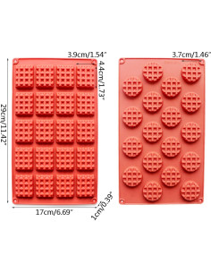 Juego de Moldes de Waffle de Silicona Gasusen 2 Piezas 20 Cavidades 2