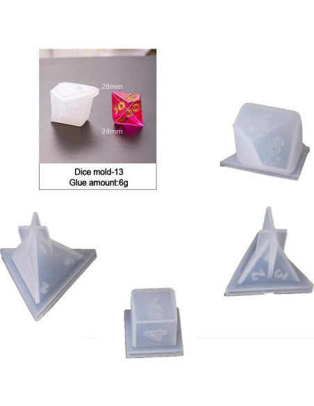 Moldes de Resina Szecl para Dados de 7 Formas - Silicona Transparente Moldes de Resina Szecl para Dados de 7 Formas - Silicona Transparente
