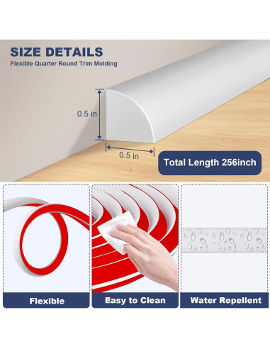 Moldura Flexible de Cuarto Redondo Storystore 1.27x650cm Caucho