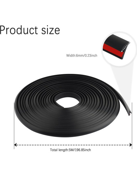 Tira de Sellado de Goma Carleef Tipo T 5M 6mm para Automóviles Tira de Sellado de Goma Carleef Tipo T 5M 6mm para Automóviles