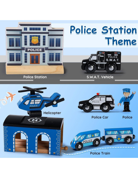 Juego de Tren de Madera SainSmart Jr. Estación Policía 37 Piezas Juego de Tren de Madera SainSmart Jr. Estación Policía 37 Piezas